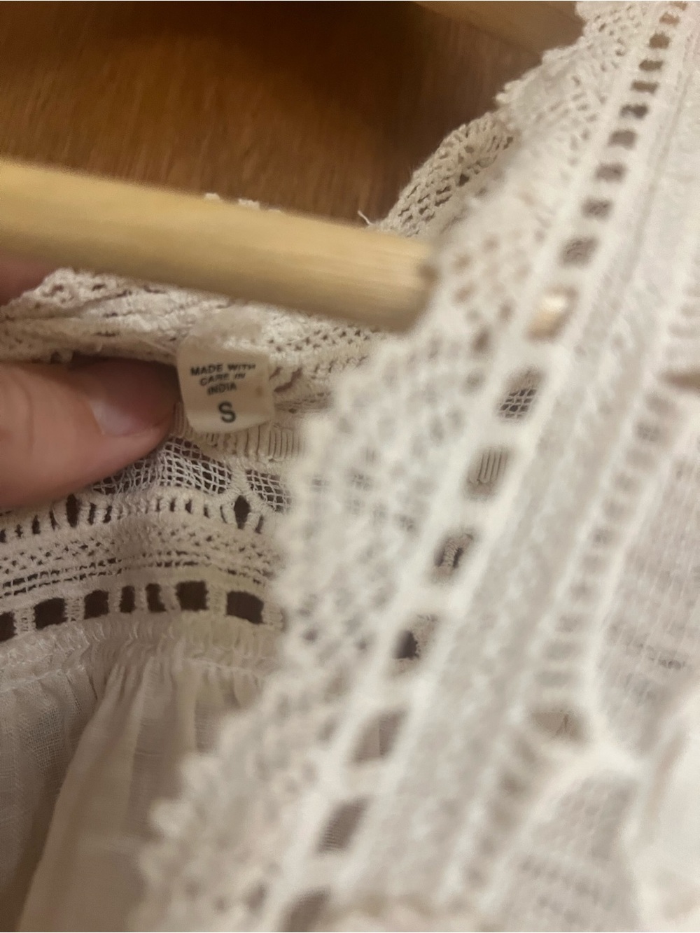 Doen Cream Lace-Trim Puff Sleeve Blouse - Picture 3 of 4